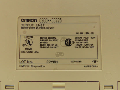 Omron C200H-OC225 Output Unit 250VAC/24VDC | 2A/Point | 8A/Unit | Lot of 2