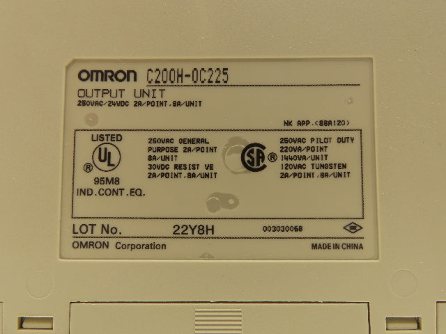 Omron C200H-OC225 Output Unit 250VAC/24VDC | 2A/Point | 8A/Unit | Lot of 2
