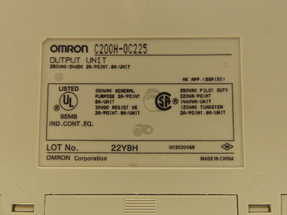 Omron C200H-OC225 Output Unit 250VAC/24VDC | 2A/Point | 8A/Unit | Lot of 2