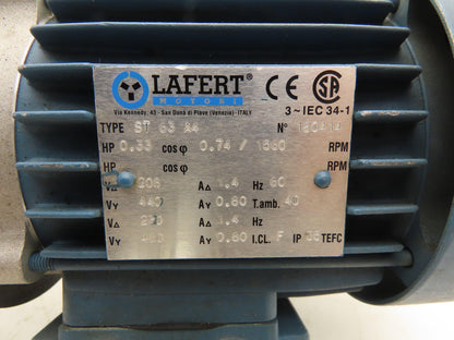 Motovario NMRV/040 Gearmotor 7.5:1 Ratio 208rpm .33Hp 230/460V 3PH Hollow Shaft