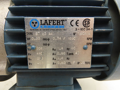 Motovario NMRV/040 Gearmotor 7.5:1 Ratio 208rpm .33Hp 230/460V 3PH Hollow Shaft