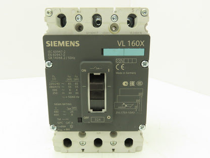 Siemens VL 160X 3VL1703-1DA33-0AA0 Circuit Breaker 3-Pole 3PH 32A 690VAC 250VDC