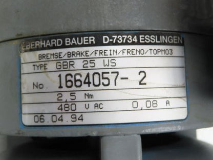 Eberhard Bauer G13-10/DK 74-178-AS/M Inline Gearmotor w/Brake 32rpm 277/480V 3PH