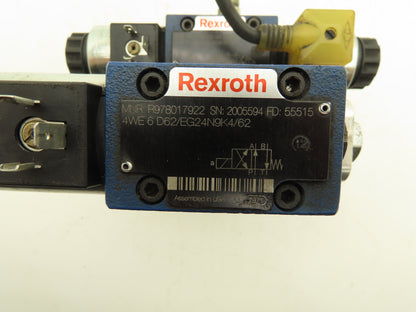 Bosch Rexroth 4WE6G62/EG24N9K4/62 Hydraulic Solenoid Valves w/Manifold 24VDC