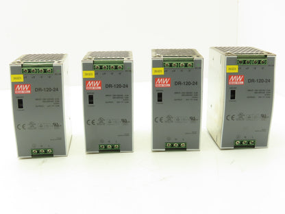 Mean Well DR-120-24 Power Supply 1PH 120VAC 3.3A/240VAC 2A In 24VDC 5A Lot of 4