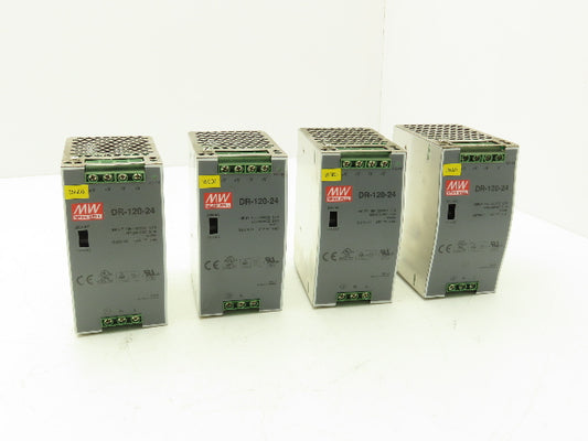 Mean Well DR-120-24 Power Supply 1PH 120VAC 3.3A/240VAC 2A In 24VDC 5A Lot of 4