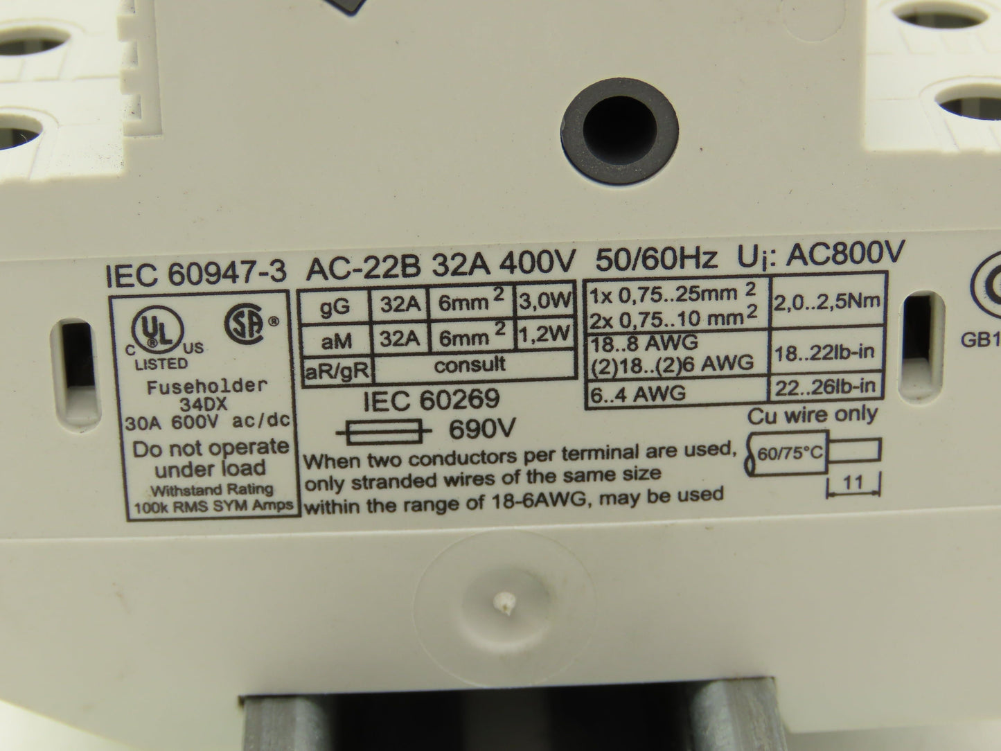 Italweber 2303038 BCH 3x38 Fuse Holder 3-Pole 32A 600V 18-8AWG 10x38 Lot of 3