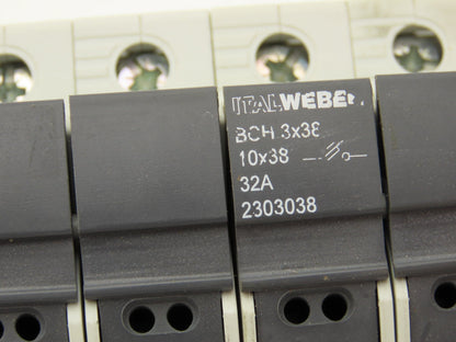 Italweber 2303038 BCH 3x38 Fuse Holder 3-Pole 32A 600V 18-8AWG 10x38 Lot of 3
