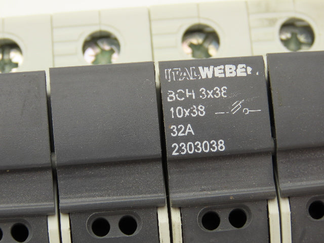 Italweber 2303038 BCH 3x38 Fuse Holder 3-Pole 32A 600V 18-8AWG 10x38 Lot of 3