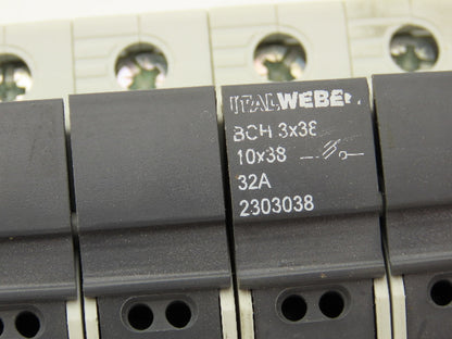 Italweber 2303038 BCH 3x38 Fuse Holder 3-Pole 32A 600V 18-8AWG 10x38 Lot of 3