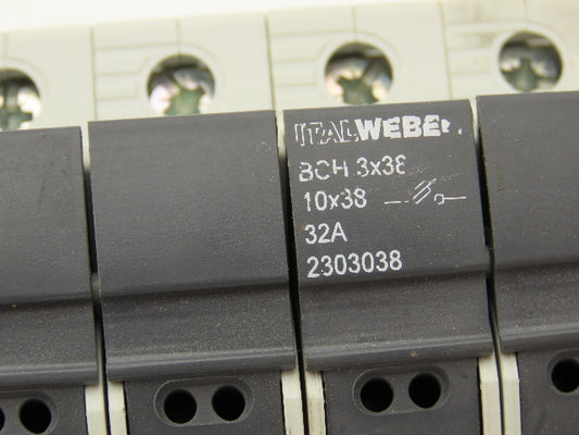 Italweber 2303038 BCH 3x38 Fuse Holder 3-Pole 32A 600V 18-8AWG 10x38 Lot of 3