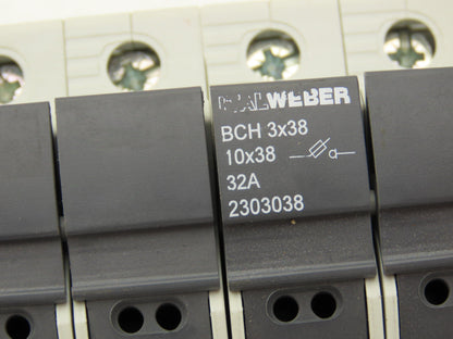 Italweber 2303038 BCH 3x38 Fuse Holder 3-Pole 32A 600V 18-8AWG 10x38 Lot of 3