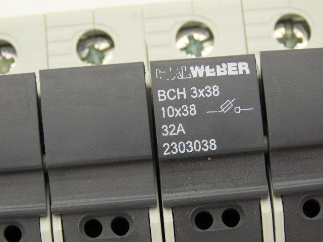 Italweber 2303038 BCH 3x38 Fuse Holder 3-Pole 32A 600V 18-8AWG 10x38 Lot of 3
