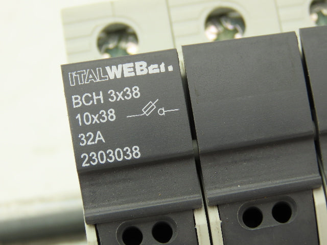 Italweber 2303038 BCH 3x38 Fuse Holder 3-Pole 32A 600V 18-8AWG 10x38 Lot of 3
