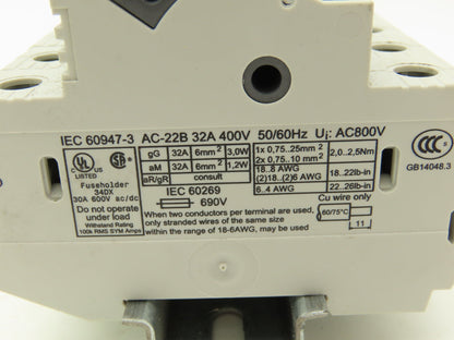 Italweber 2302038 BCH 2x38 Fuse Holder 2-Pole 32A 600V 18-8AWG 10x38 Lot of 4