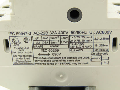 Italweber 2301038 BCH 1x38 Fuse Holder 1-Pole 32A 600V 18-8AWG 10x38 Lot of 11