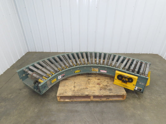 Hytrol 90° Curve Accumulation Roller Conveyor 24"W 21"BF Slave Belt Drive 96"L