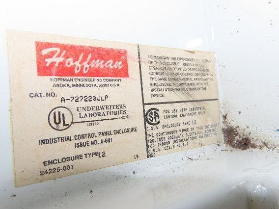 Hoffman A727220ULP Freestanding Electrical Control Panel 72x72x20" Dual Door