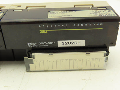 Omron DRT2-OD16 XWT-OD16 Remote Terminal PLC Input Output Module Set