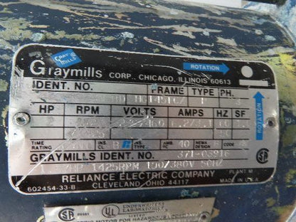 Graymills Superflo Agitator 1.5" Vertical Immersion Ink Tank Pump 2Hp 460V 3PH