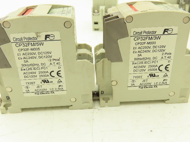 Fuji Electric Circuit Breakers AC/DC | 1/3/5/10/15A | 2-Pole | Lot of 19