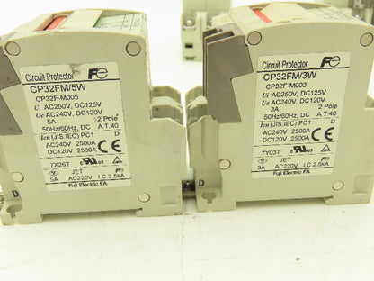 Fuji Electric Circuit Breakers AC/DC | 1/3/5/10/15A | 2-Pole | Lot of 19