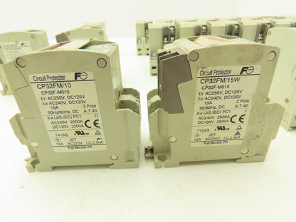 Fuji Electric Circuit Breakers AC/DC | 1/3/5/10/15A | 2-Pole | Lot of 19
