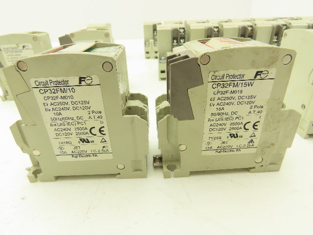 Fuji Electric Circuit Breakers AC/DC | 1/3/5/10/15A | 2-Pole | Lot of 19