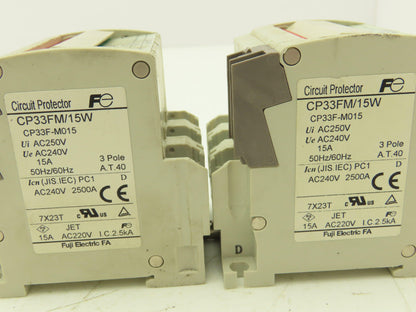 Fuji Electric CP33FM/15W CP33FS/20W AC Circuit Breakers 15/20A 3-Pole Lot of 4