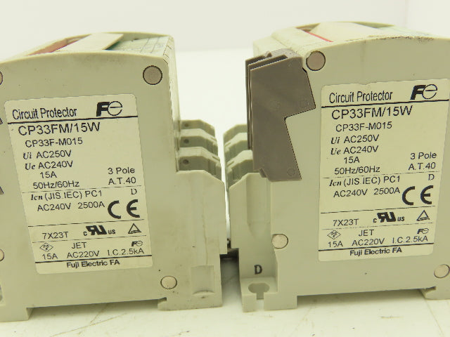 Fuji Electric CP33FM/15W CP33FS/20W AC Circuit Breakers 15/20A 3-Pole Lot of 4