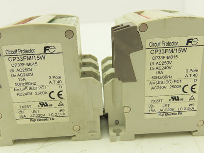 Fuji Electric CP33FM/15W CP33FS/20W AC Circuit Breakers 15/20A 3-Pole Lot of 4