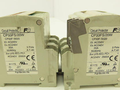 Fuji Electric CP33FM/15W CP33FS/20W AC Circuit Breakers 15/20A 3-Pole Lot of 4