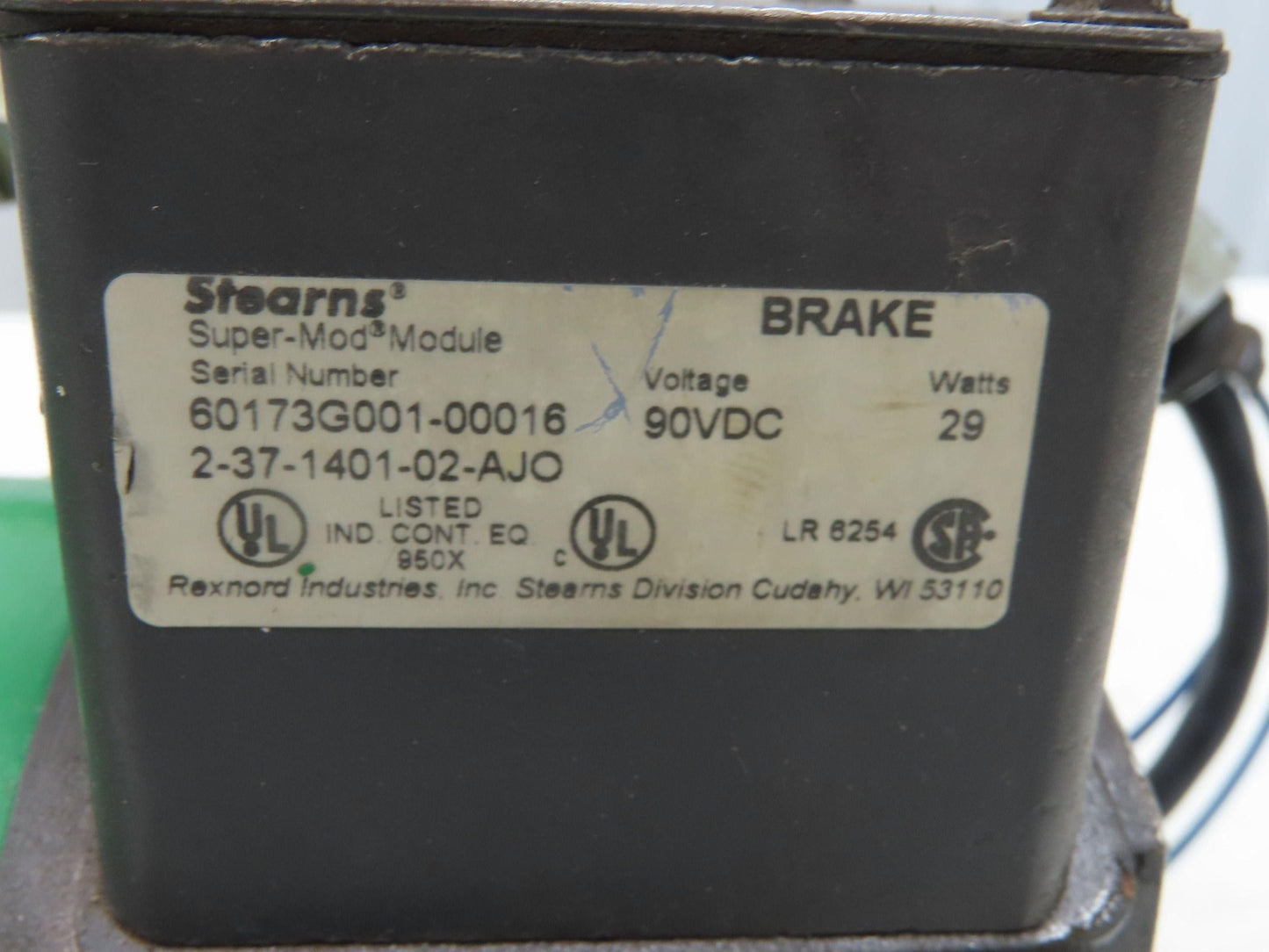 Stearns 2-37-1401-02-AJO Super-Mod Clutch Brake 90VDC with 2Hp 460V Motor 145TC