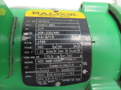 Morse Baldor 262Q56LR60 Dual Shaft Gearmotor 60:1 Ratio 29RPM .75Hp 230/460V 56C