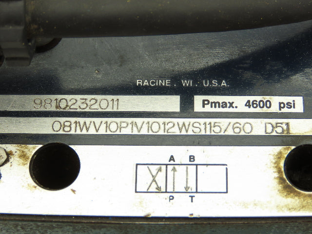 Bosch 081WV10P1V1012WS115/60 D51 Directional Solenoid Valve 115V D02K Manifold