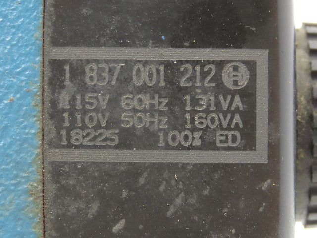 Bosch 081WV10P1V1012WS115/60 D51 Directional Solenoid Valve 115V D02K Manifold