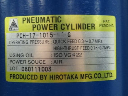 Hirotaka PCH-17-1015-V3-G Pneumatic Press 17 Ton 100mm Stroke 15mm High Thrust