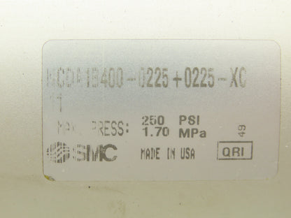 SMC NCDA1B400-0225+0225-XC  2-Stage Pneumatic Air Cylinder 4" Bore 4.5" Stroke