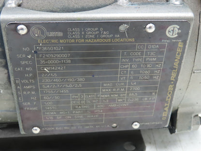 Baldor CXM14242T AC Motor Explosion Proof 2Hp 1755 RPM 230/460V 3PH 145TC