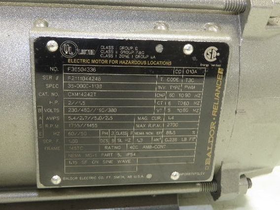 Baldor CXM14242T AC Motor Explosion Proof 2Hp 1755 RPM 230/460V 3PH 145TC