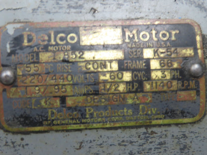 Brown & Sharp No2 Gear Pump 1/2" NPT Vintage Delco Motor 3PH 220/440V 1/2HP