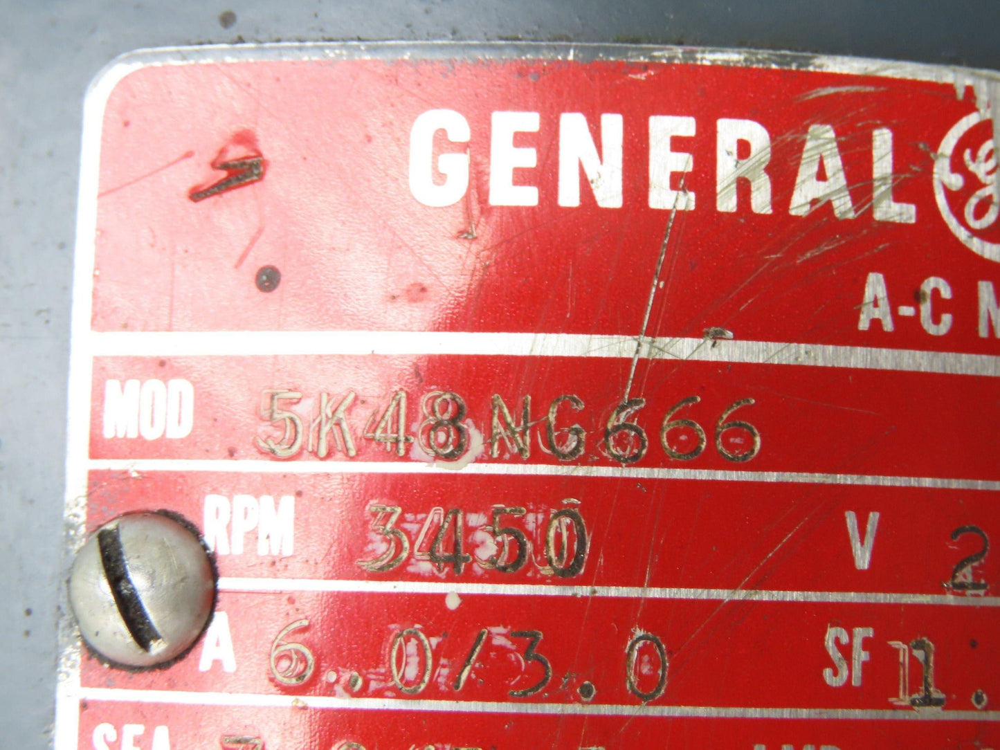 General Electric 5K48NG666 AC Motor 2HP 3450 RPM 230/460V 3PH 56C