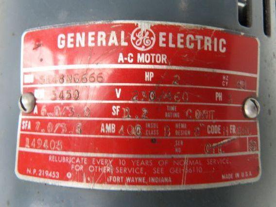 General Electric 5K48NG666 AC Motor 2HP 3450 RPM 230/460V 3PH 56C