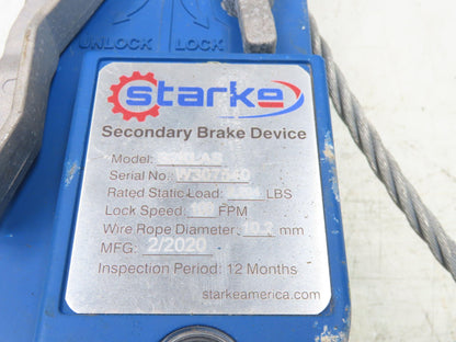 Starke S2KLAS Overspeed Secondary Brake Device 2204lb 100FPM Scaffold Protection
