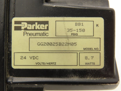 Parker GG20025B22M05 Pneumatic Solenoid Control Valve 24VDC 1/4" NPT