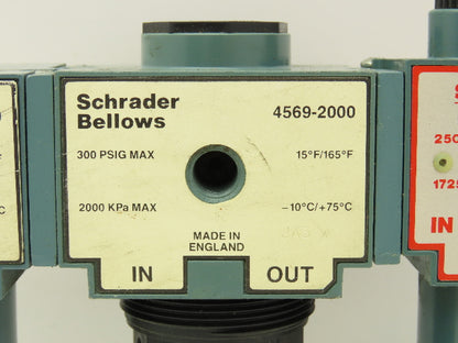 Schrader Bellows 4569-2000 Compressed Air Regulator Filter Lubricator Combo 3/4"