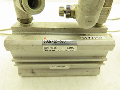 SMC CDQ2A32-50D-M9BL Pneumatic Air Cylinder 32mm Bore 50mm Stroke 145PSI Lot of2