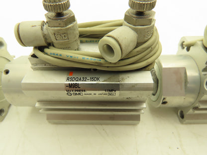 SMC RSDQA32-15DK-M9BL Pneumatic Air Cylinder 32mm Bore 15mm Stroke Lot of 4