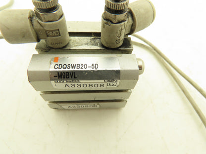 SMC CDQSWB20-5D-M9BVL Pneumatic Air Cylinder Double End 5mm Stroke Lot of 2