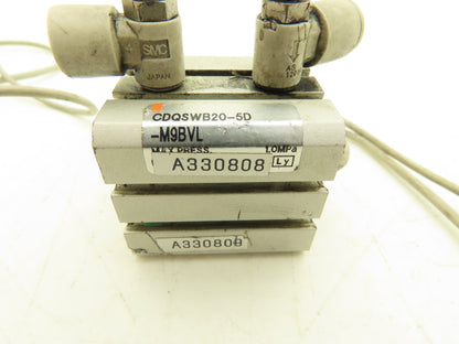 SMC CDQSWB20-5D-M9BVL Pneumatic Air Cylinder Double End 5mm Stroke Lot of 2
